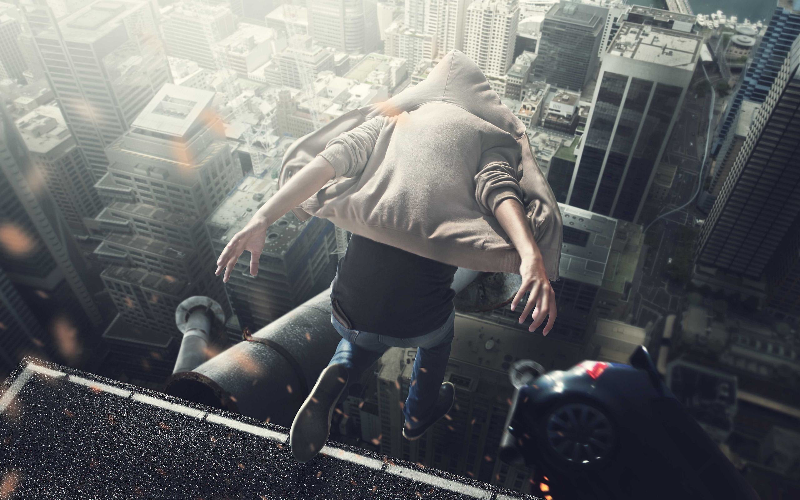 Jumping From A Roof - HD Wallpaper 