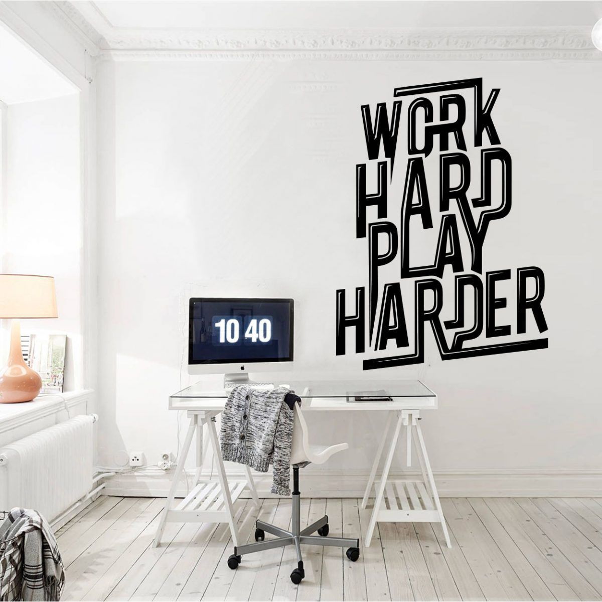 Work Hard Play Harder Wall Sticker - Interior Design - HD Wallpaper 