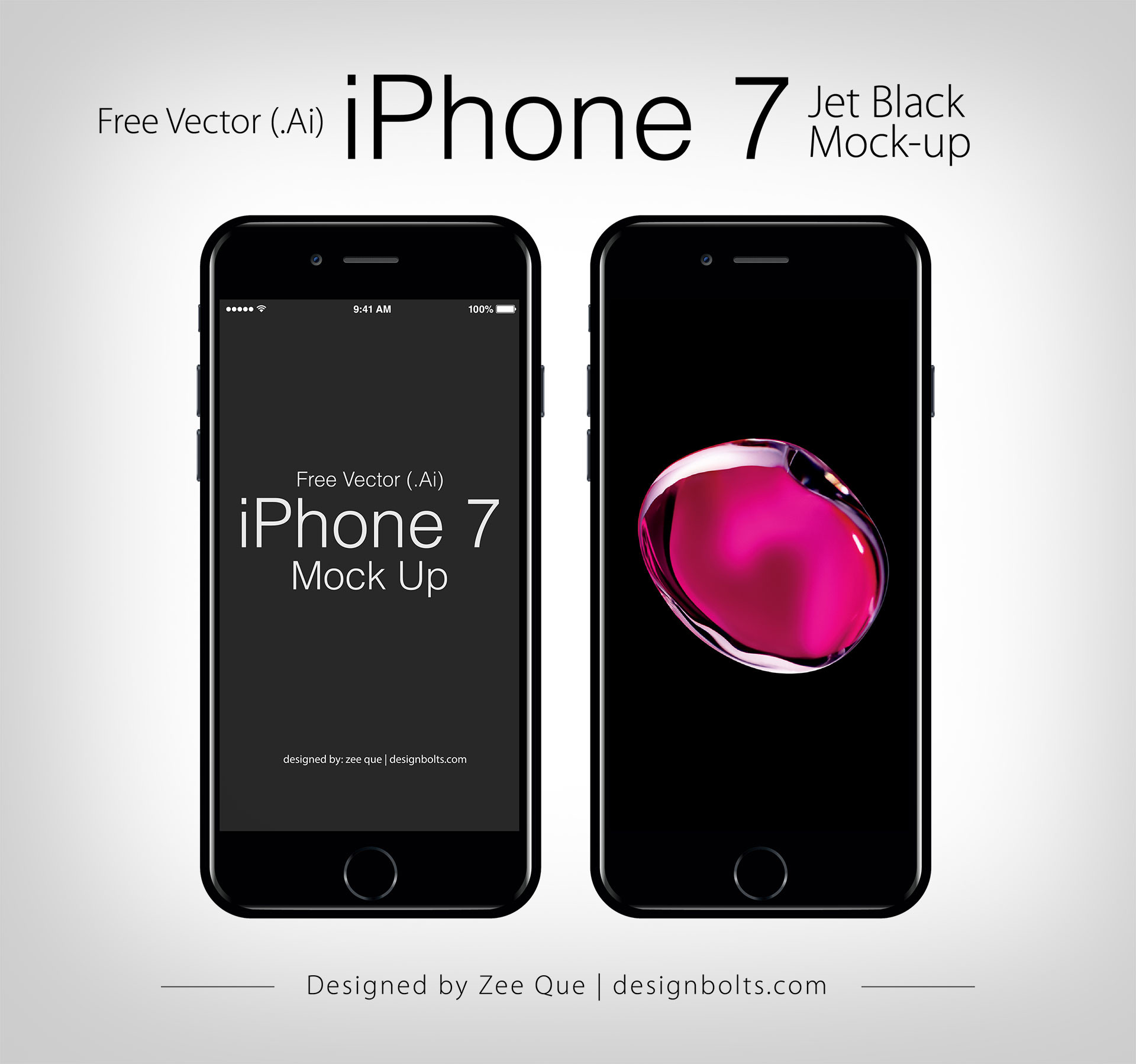 Free Vector Apple Iphone 7 Jet Black Mock Up In Ai - Iphone - HD Wallpaper 