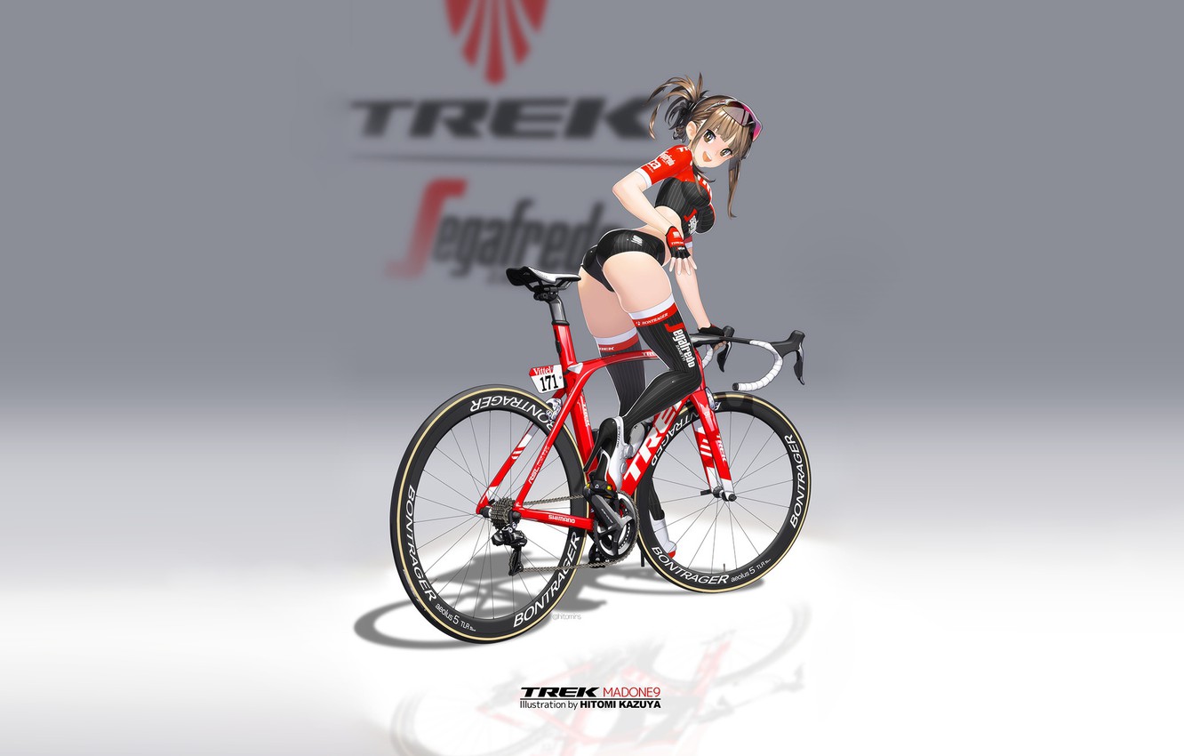 Photo Wallpaper Girl, Bike, Art - Anime Cyclist - HD Wallpaper 