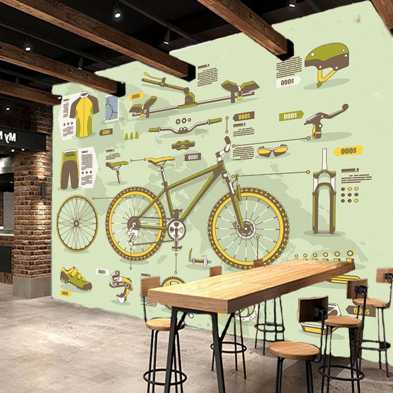 Bicycle Parts On Wall - HD Wallpaper 