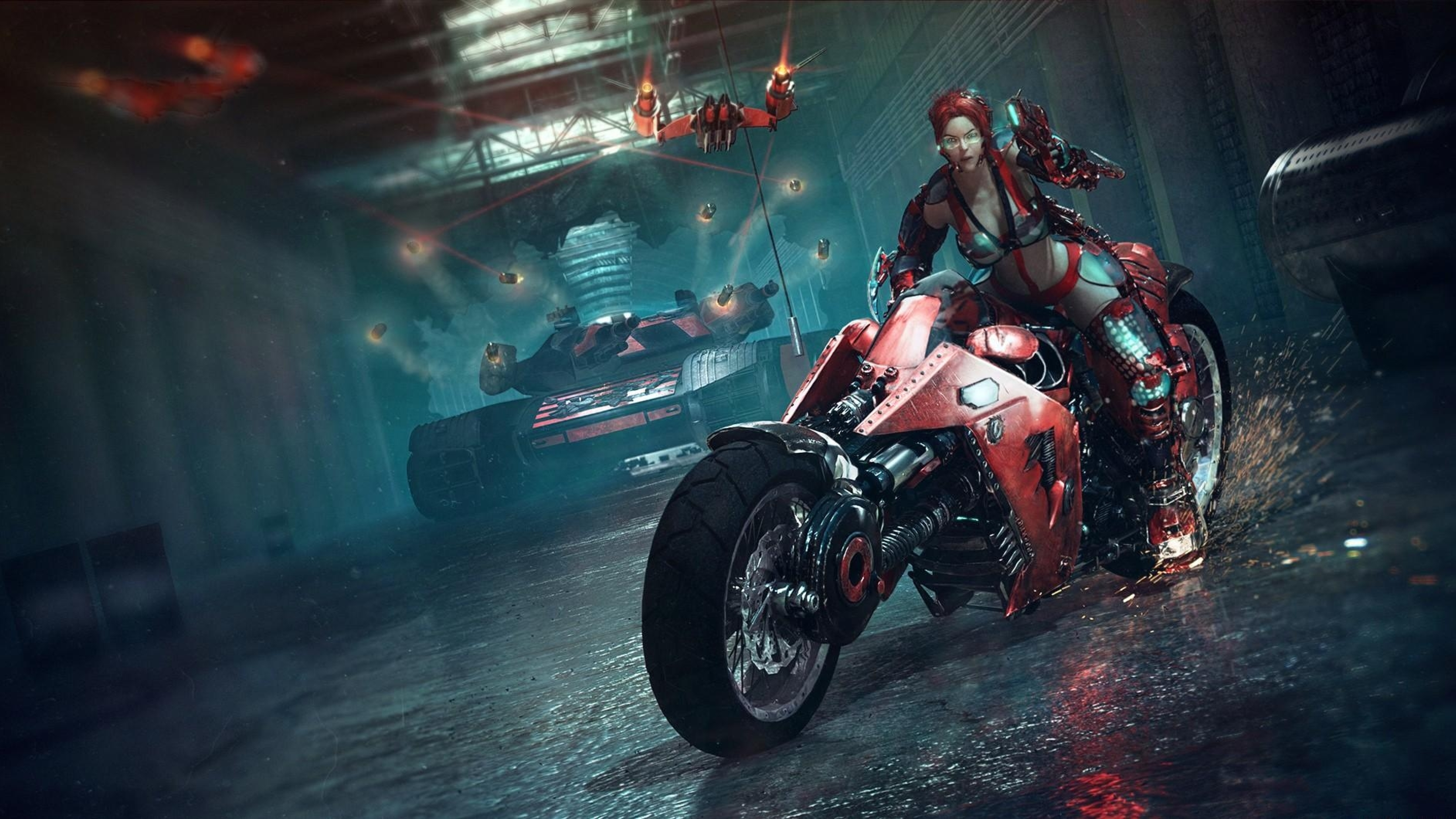 Sci Fi Cyberpunk Motorcycle - HD Wallpaper 