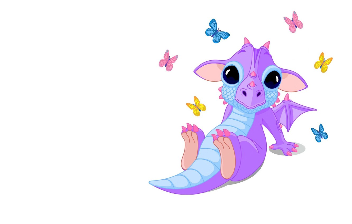 Photo Wallpaper Butterfly, Dragon, Baby, Art, Children - Purple Baby Dragon Vector Stock - HD Wallpaper 