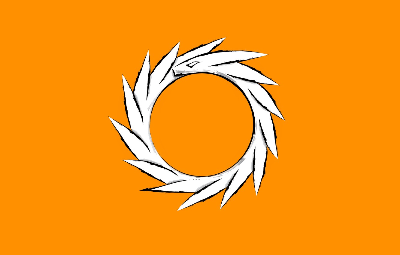 Photo Wallpaper White, Dragon, Orbit, Orange Background - Emblem - HD Wallpaper 