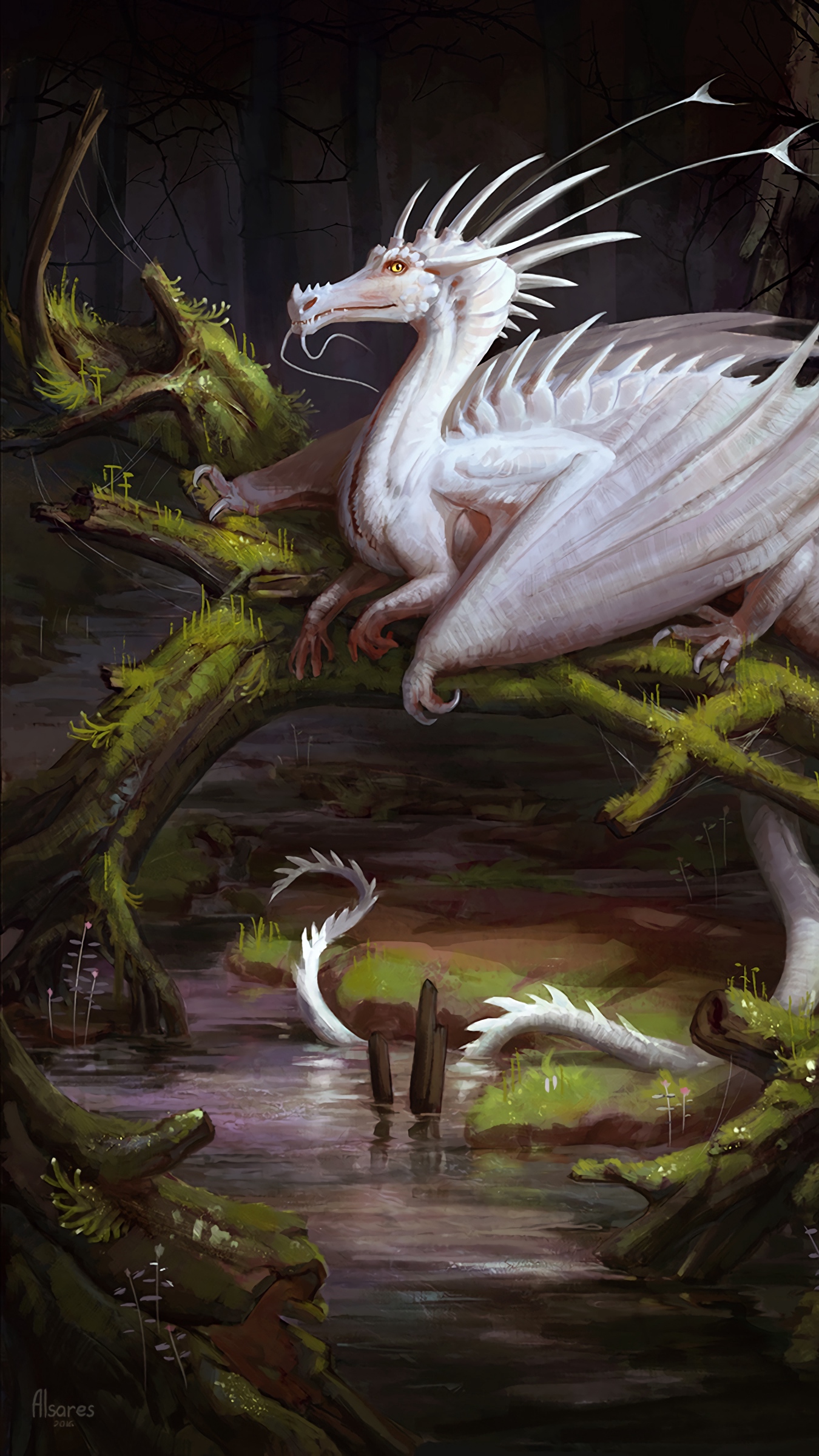 Wallpaper Dragon, White, Creature, Fantasy, Art - Fantasy Creature Iphone - HD Wallpaper 