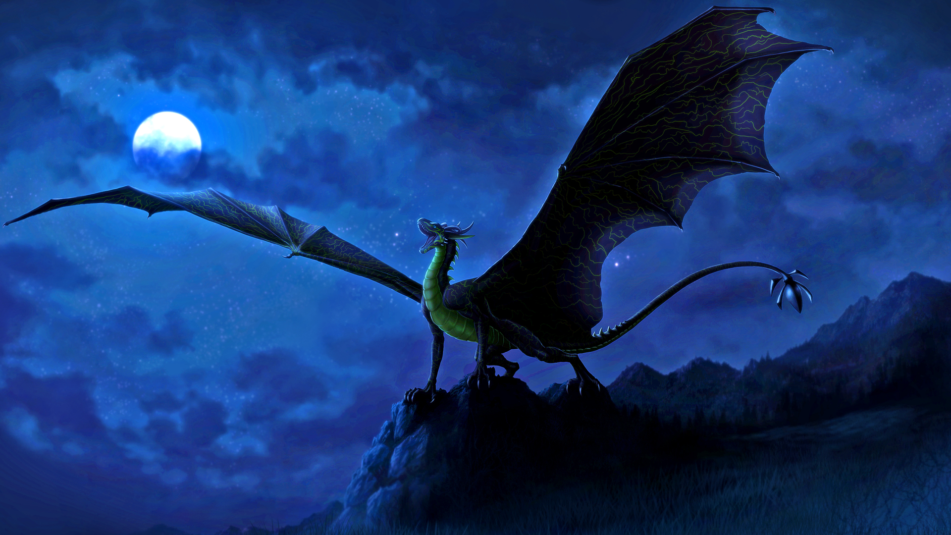 Wallpaper - Moon Dragon - HD Wallpaper 