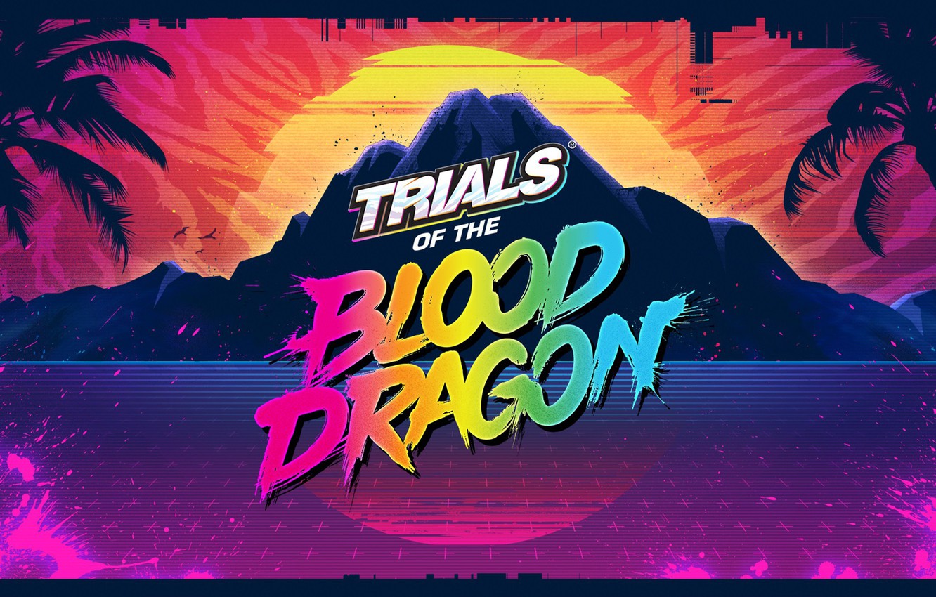 Photo Wallpaper Music, The Game, Art, Neon, Game, Blood - Trials Of The Blood Dragon - HD Wallpaper 