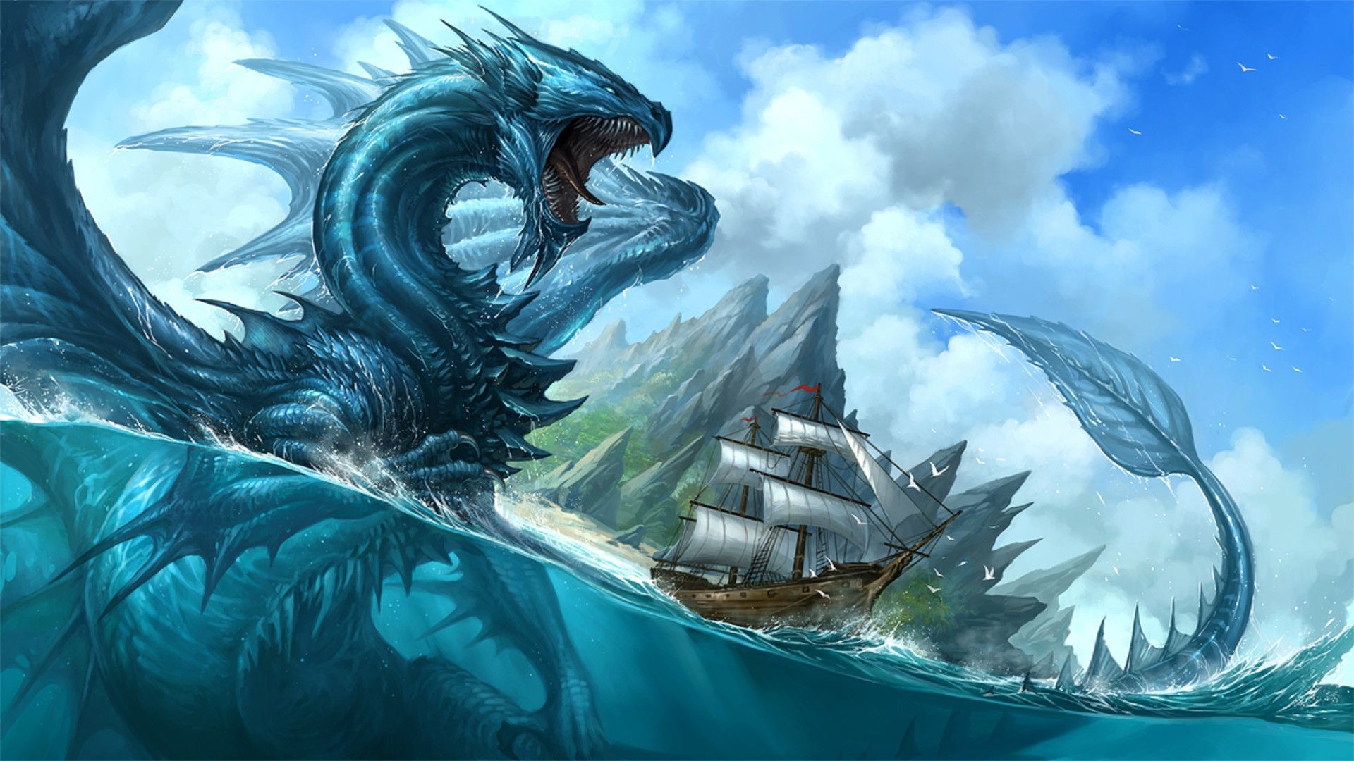 1920x1080, Water Dragon Wallpaper 
 Data Id 361799 - Water Dragon Wallpaper Hd - HD Wallpaper 