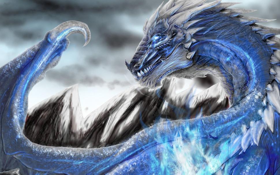 Dragon Hd Wallpaper,fantasy Wallpaper,dragon Wallpaper,1280x800 - Blue And Silver Dragon - HD Wallpaper 
