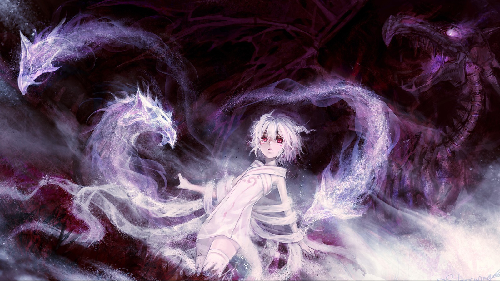Anime Girl With Shadow Powers - 1600x900 Wallpaper 
