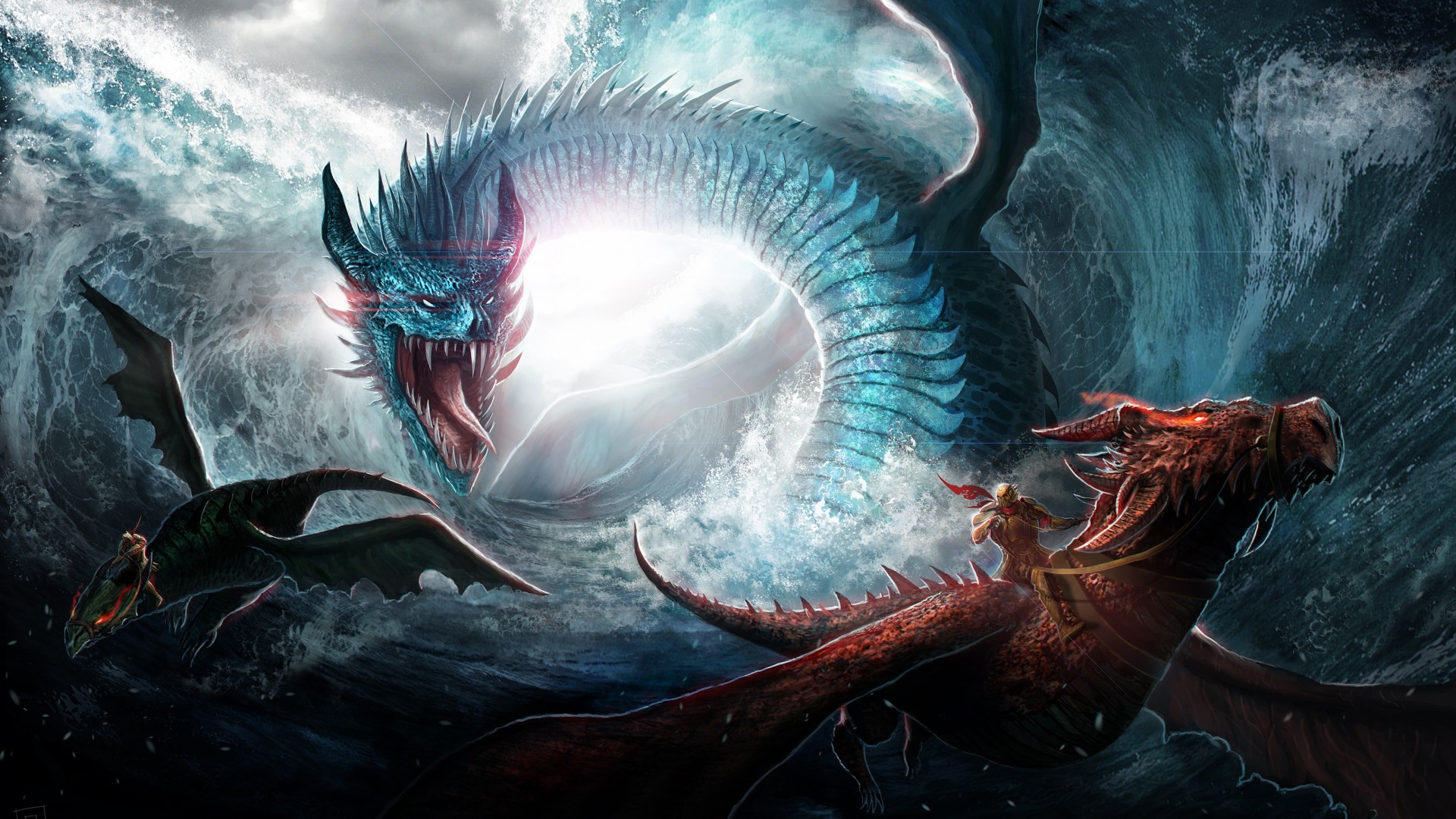 Sea Monster Fantasy Art - HD Wallpaper 