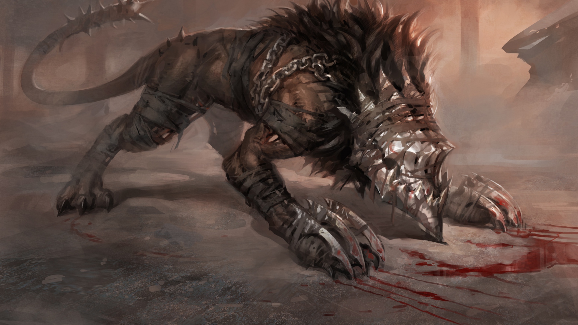 Wallpaper Monster Chain Claw Blood - Demon Dog - HD Wallpaper 