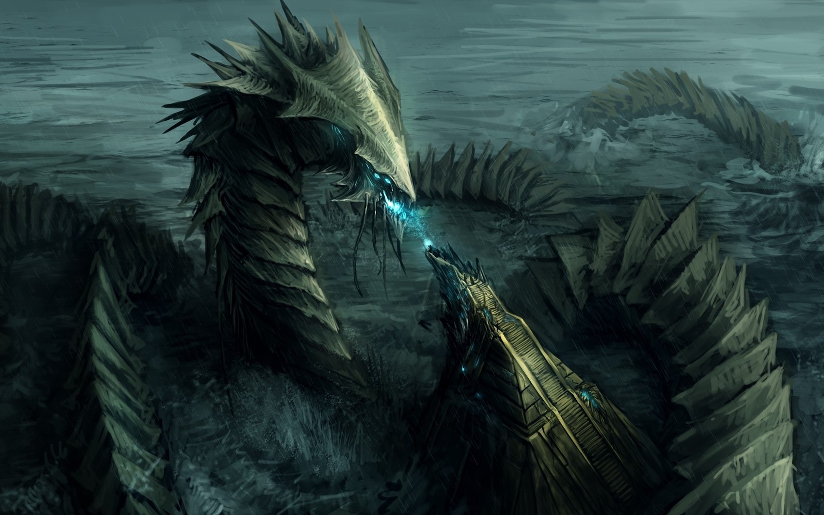 Giant Sea Monster Fantasy - HD Wallpaper 