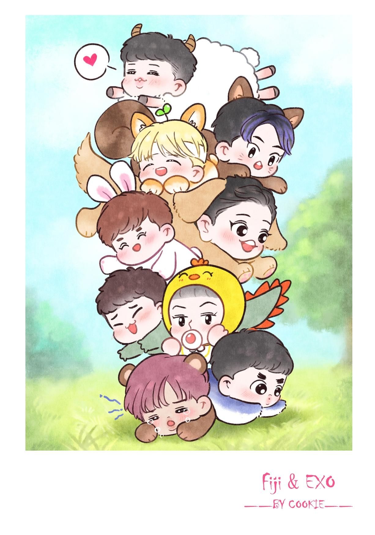 Exo Wallpaper Fanart Cute - HD Wallpaper 