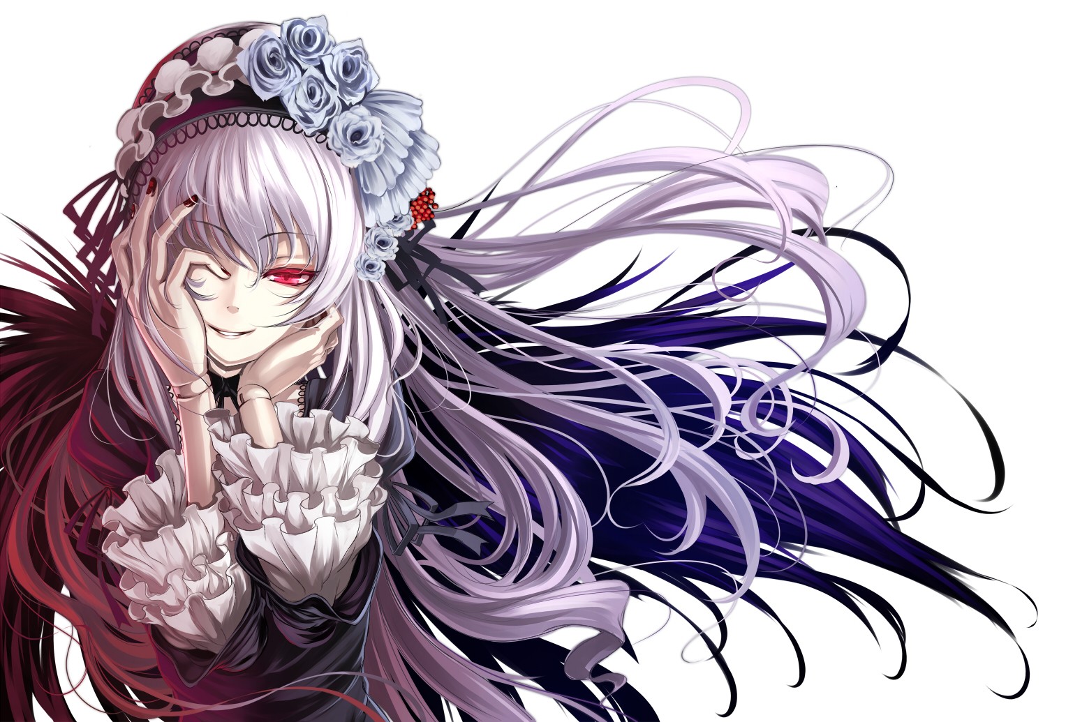 Purple Gothic Anime - Suigintou From Rozen Maiden - HD Wallpaper 