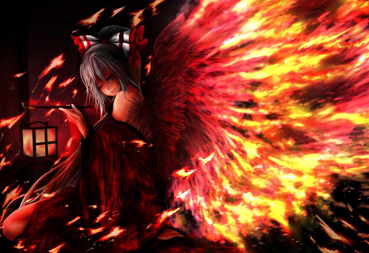 Fire Angel Anime Girl - HD Wallpaper 