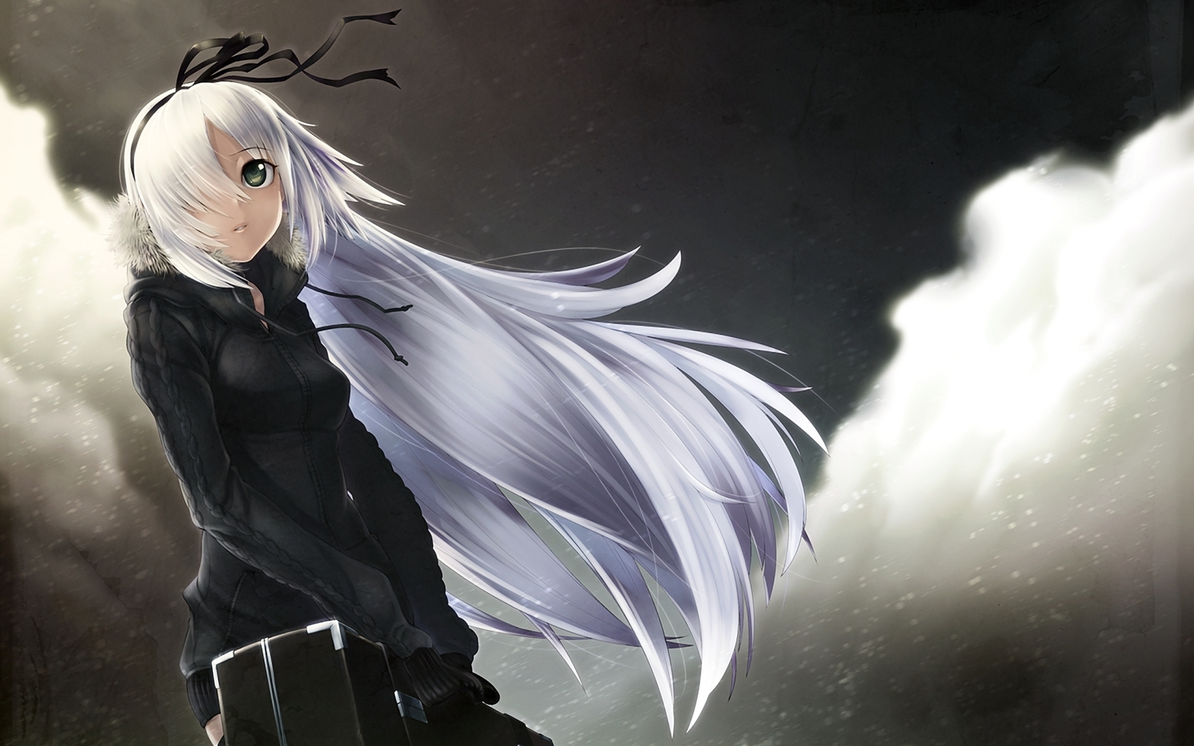 Anime With Long White Hair - Long White Hair Anime Girl - HD Wallpaper 