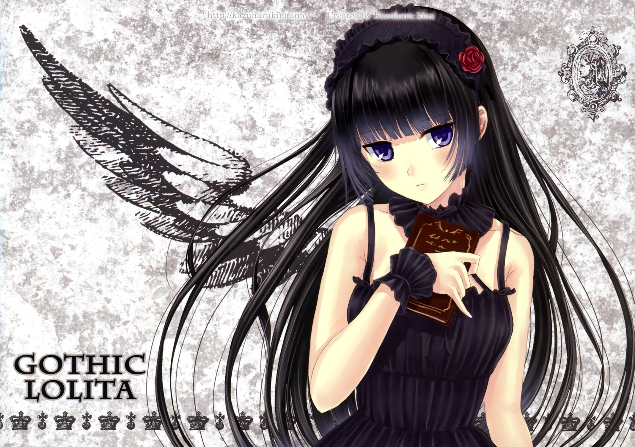 Nice Images Collection - Anime Gothic Girl With Long Black Hair - HD Wallpaper 