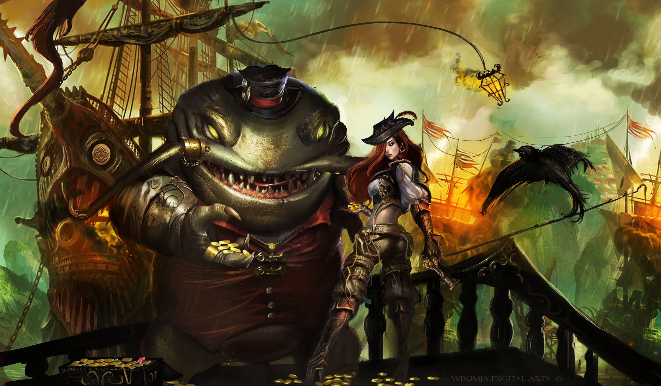 Tahm Kench & Miss Fortune Wallpaper - Tahm Kench And Jinx - HD Wallpaper 