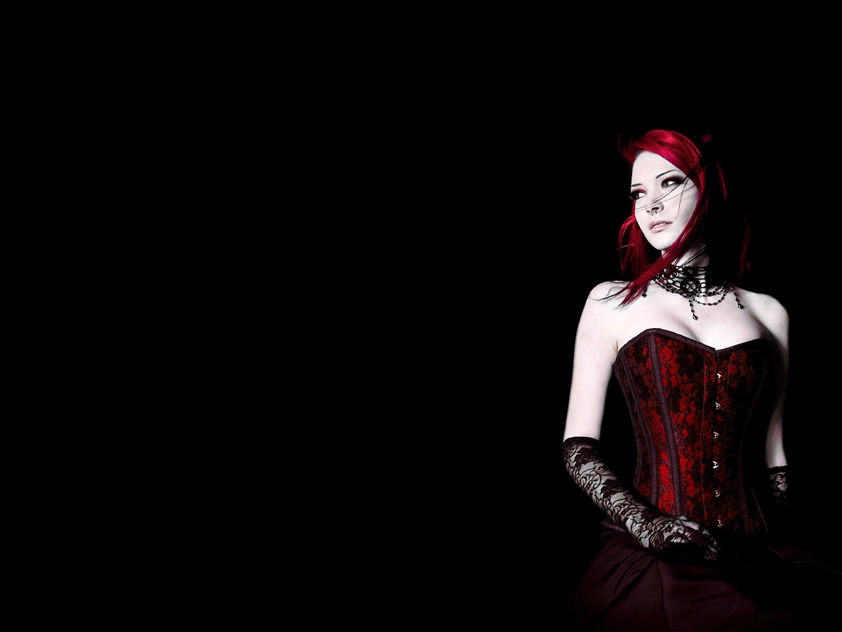Women Gothic Anime Wallpaper - Corset Goth - HD Wallpaper 