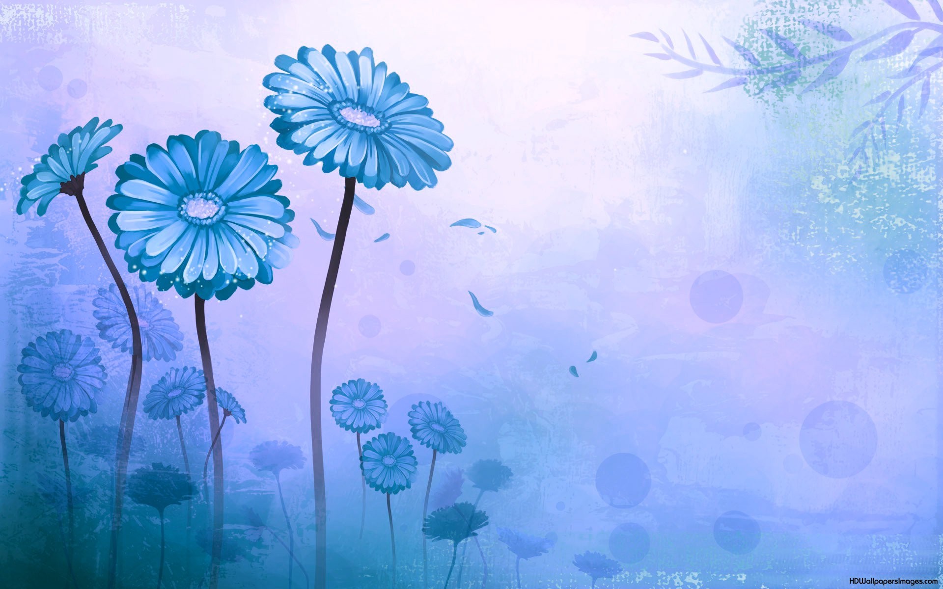Blue Flower Vector 
 Data Src Best Blue Flower Wallpaper - High Resolution Floral Wallpapers With Blue Background - HD Wallpaper 