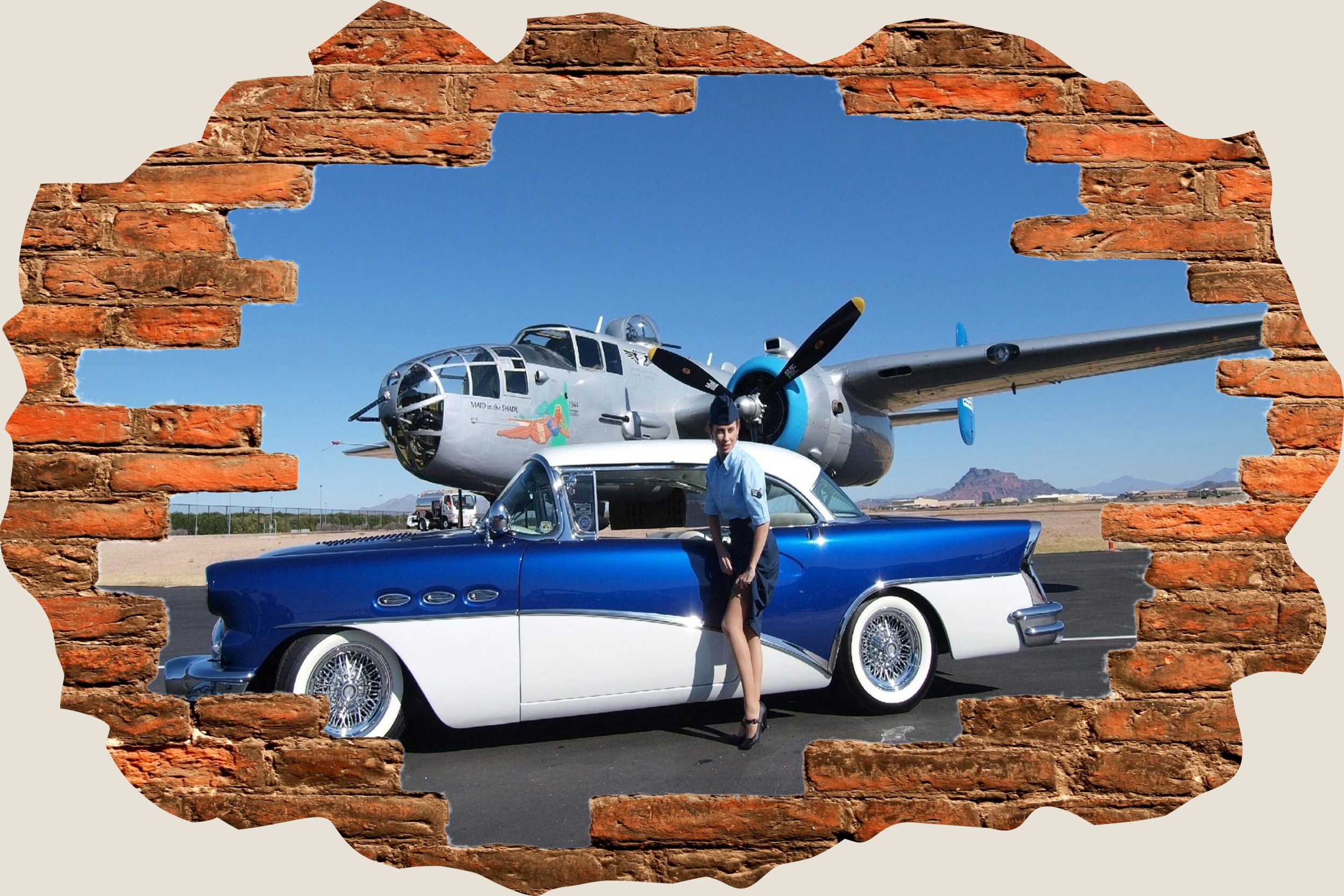 Hole In The Wall - Classic Car & Aircraft - HD Wallpaper 