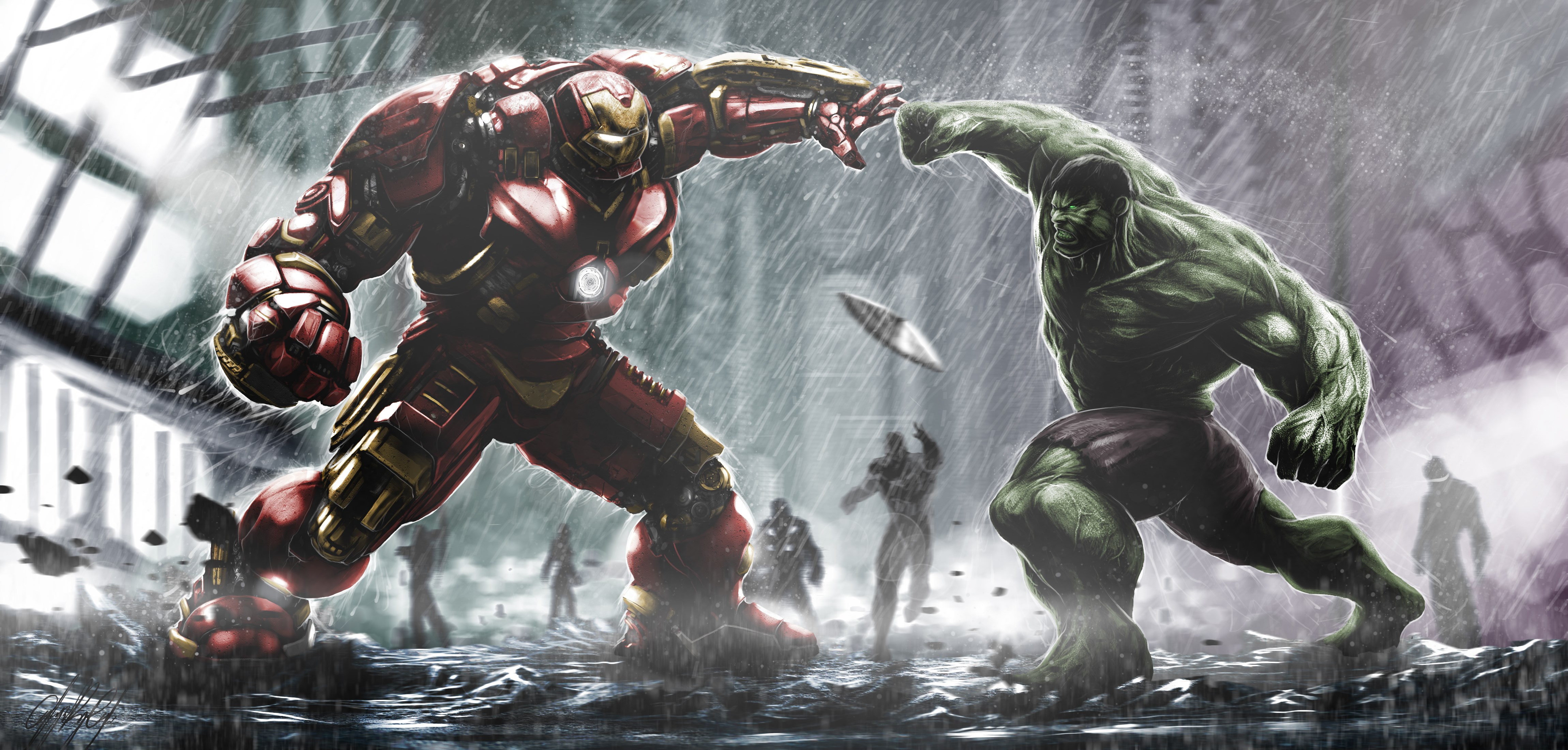 Iron Man V S Hulk - HD Wallpaper 