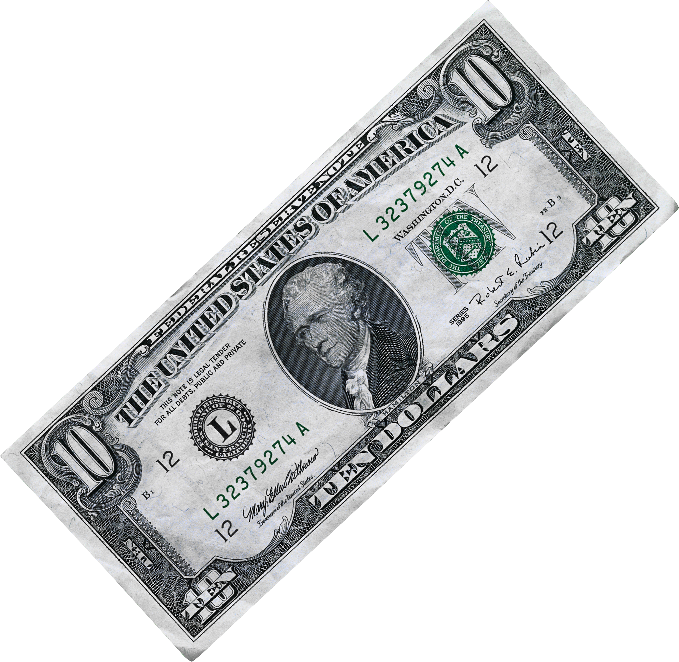 Money Png Image - Ten Dollar Bill Transparent Background - HD Wallpaper 