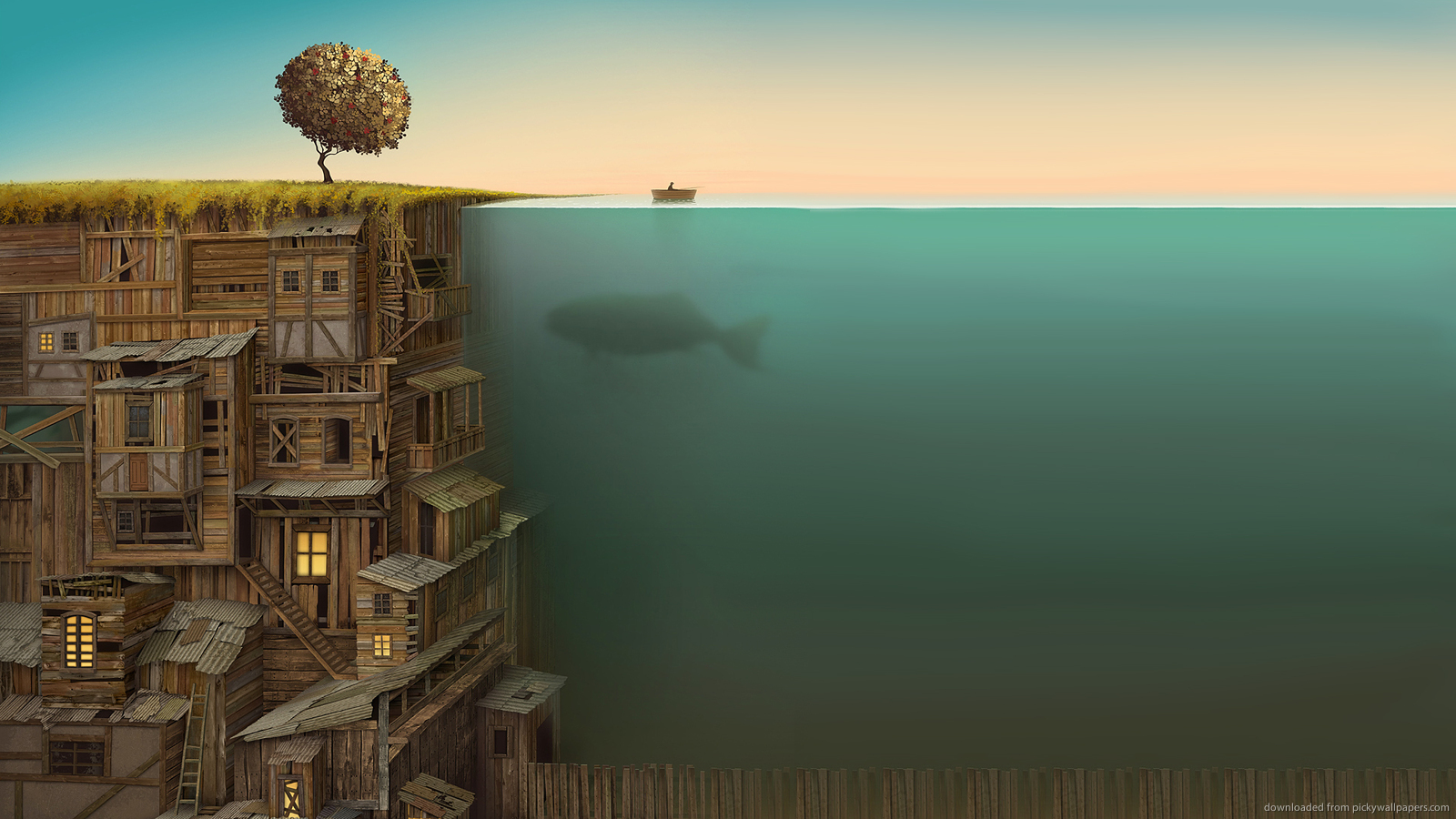 Houses That Are Underwater - HD Wallpaper 