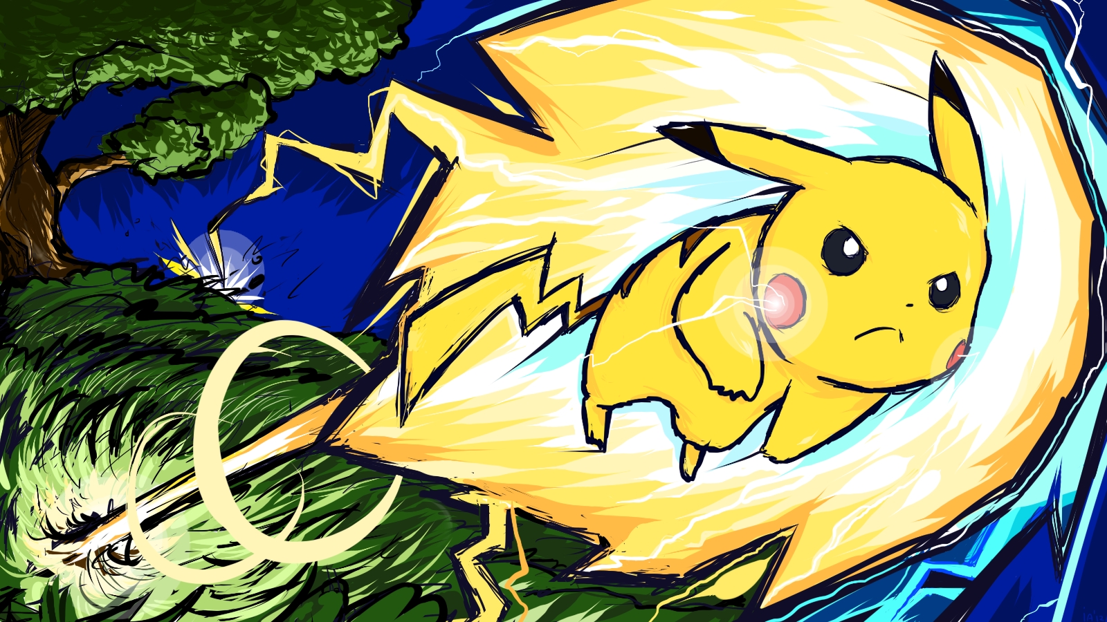 Pikachu Using Thunderbolt - HD Wallpaper 