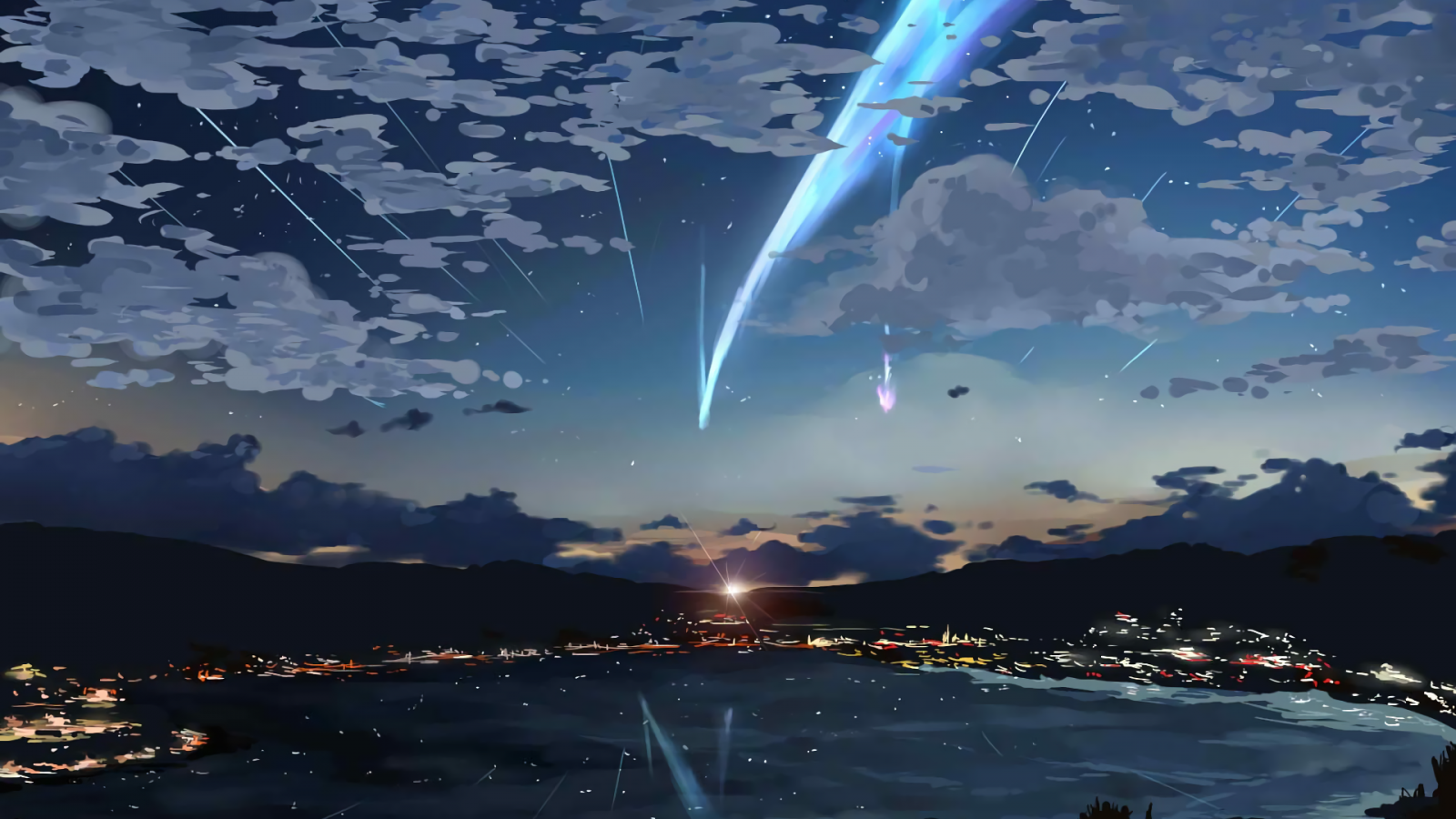 Your Name, Sky, Stars, Kimi No Na Wa, Lights - Kimi No Na Wa Art - HD Wallpaper 