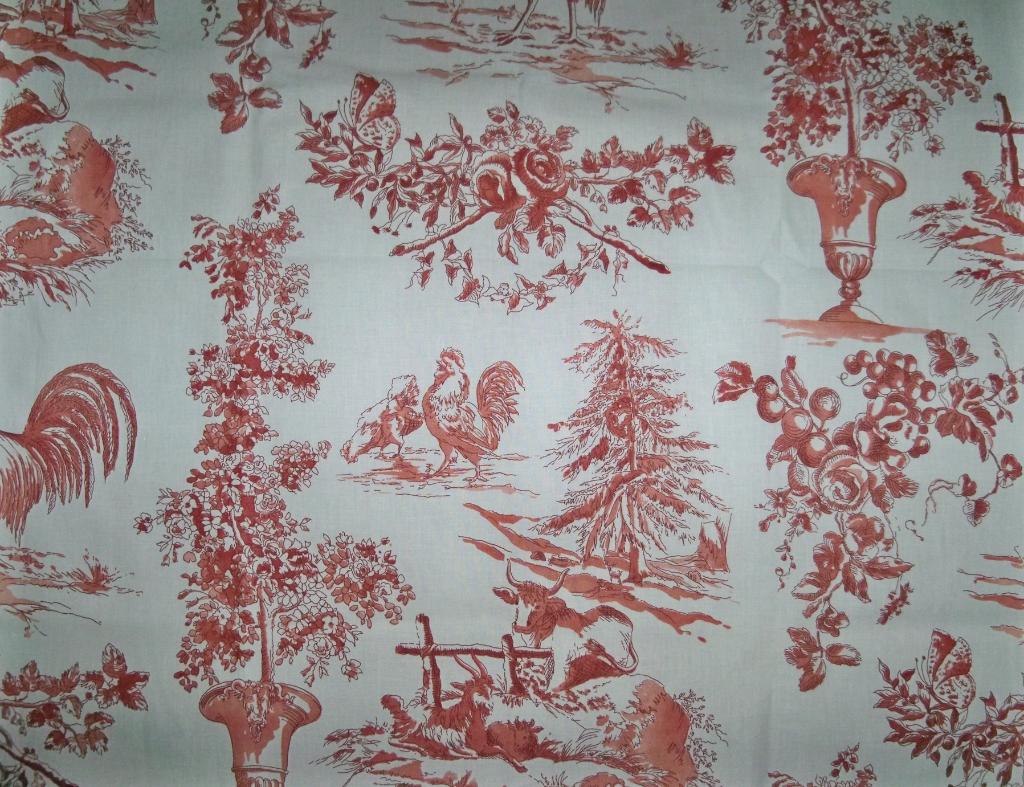 Pierre Deux French Country Alverra Toile Fabric Claret - Textile - HD Wallpaper 