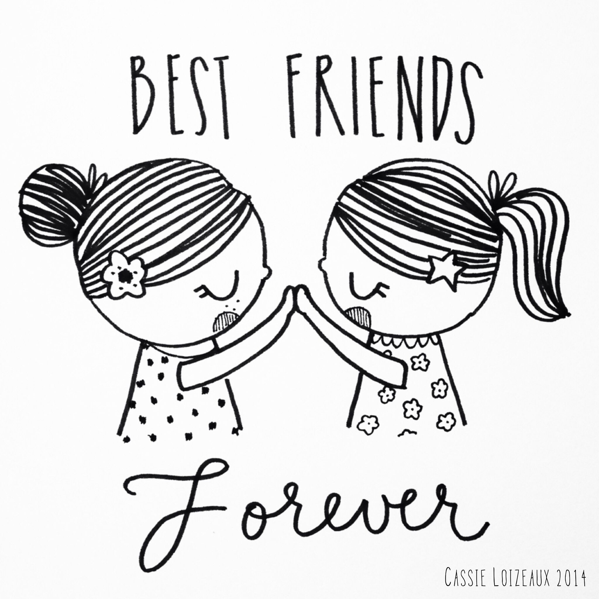 Easy Drawings Of Two Best Friends - HD Wallpaper 