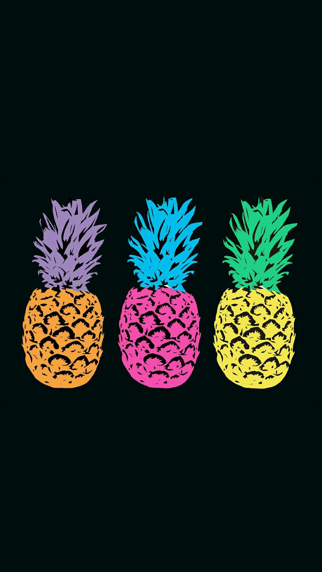Pineapple Black Background - HD Wallpaper 