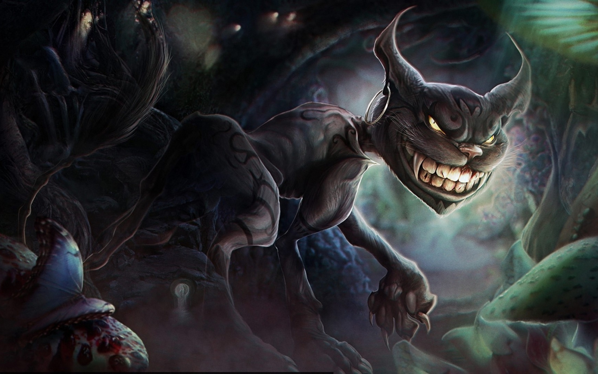 Dark Cheshire Cat Art - HD Wallpaper 