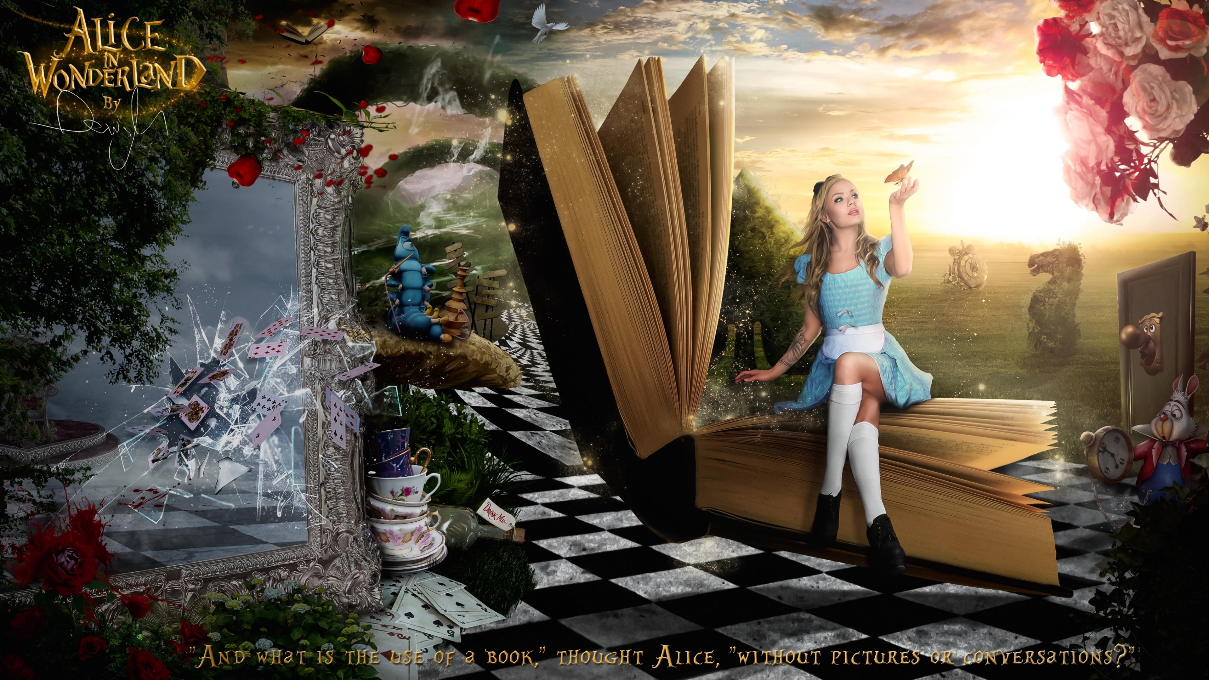 Alice In Wonderland 2016 Desktop Background Wallpaper - Alice In Wonderland Fantasy - HD Wallpaper 