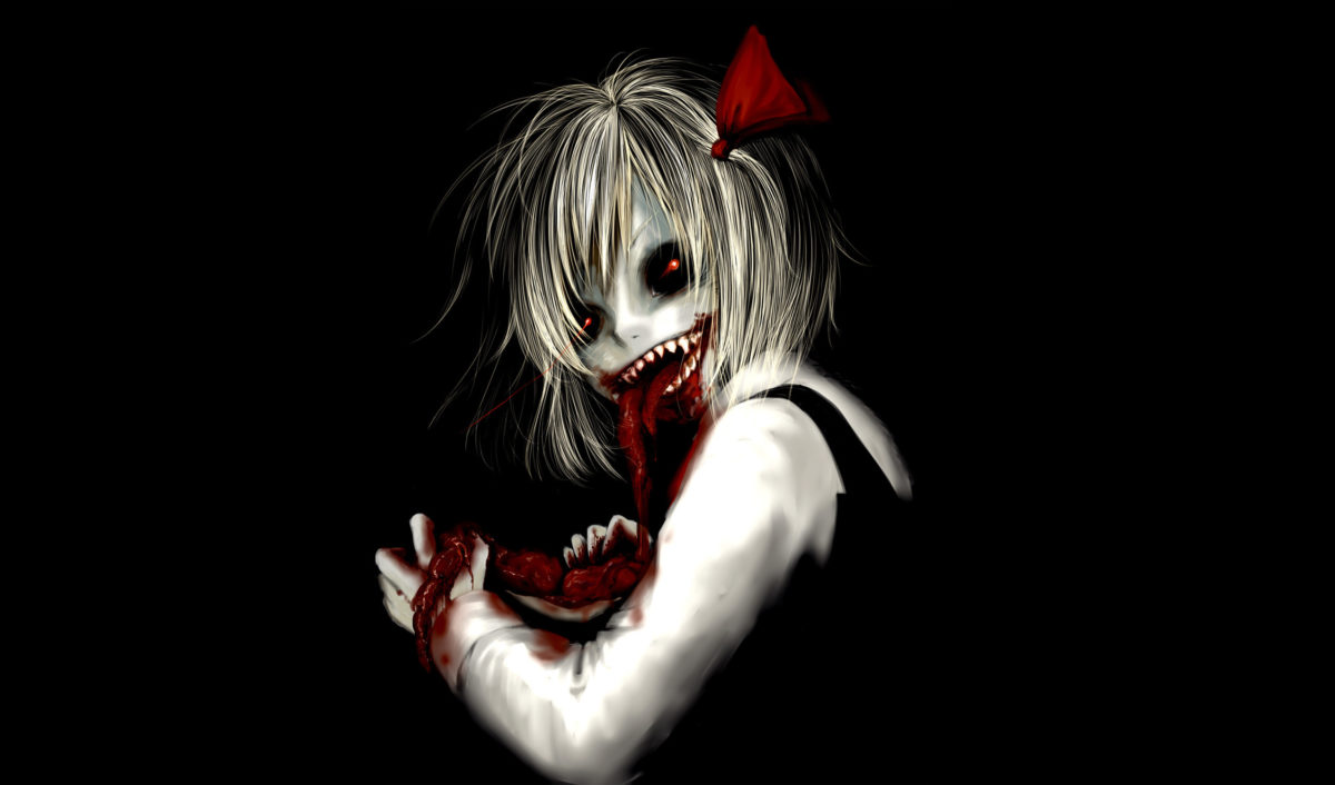 Dark Horror Anime Macabre Blood Guts Evil Girl Best - Scary Anime - HD Wallpaper 