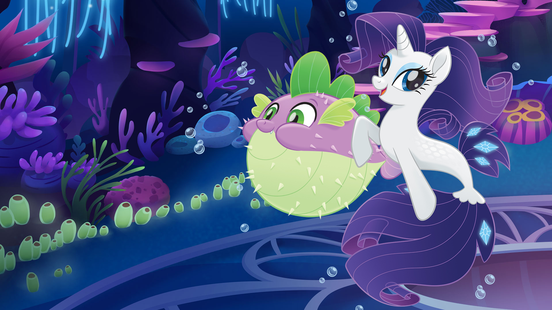 My Little Pony The Movie Wallpaper Mermaid Rarity And - My Little Pony Movie Sea Ponies Spike - HD Wallpaper 