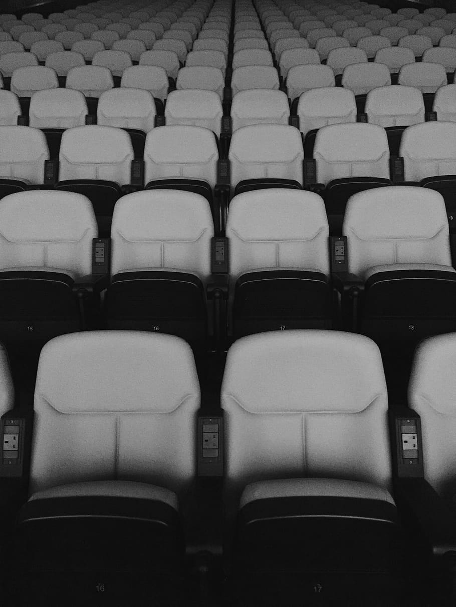 Theater Seats Empty, Chair, Movie, Watch, Line, Indoor, - Empty Theater Black And White - HD Wallpaper 
