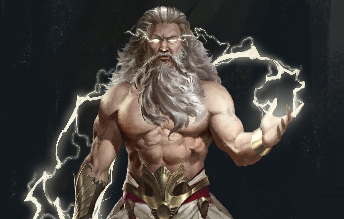 Photo Wallpaper Zipper, Lightning, God Of Thunder, - Zeus Artstation - HD Wallpaper 