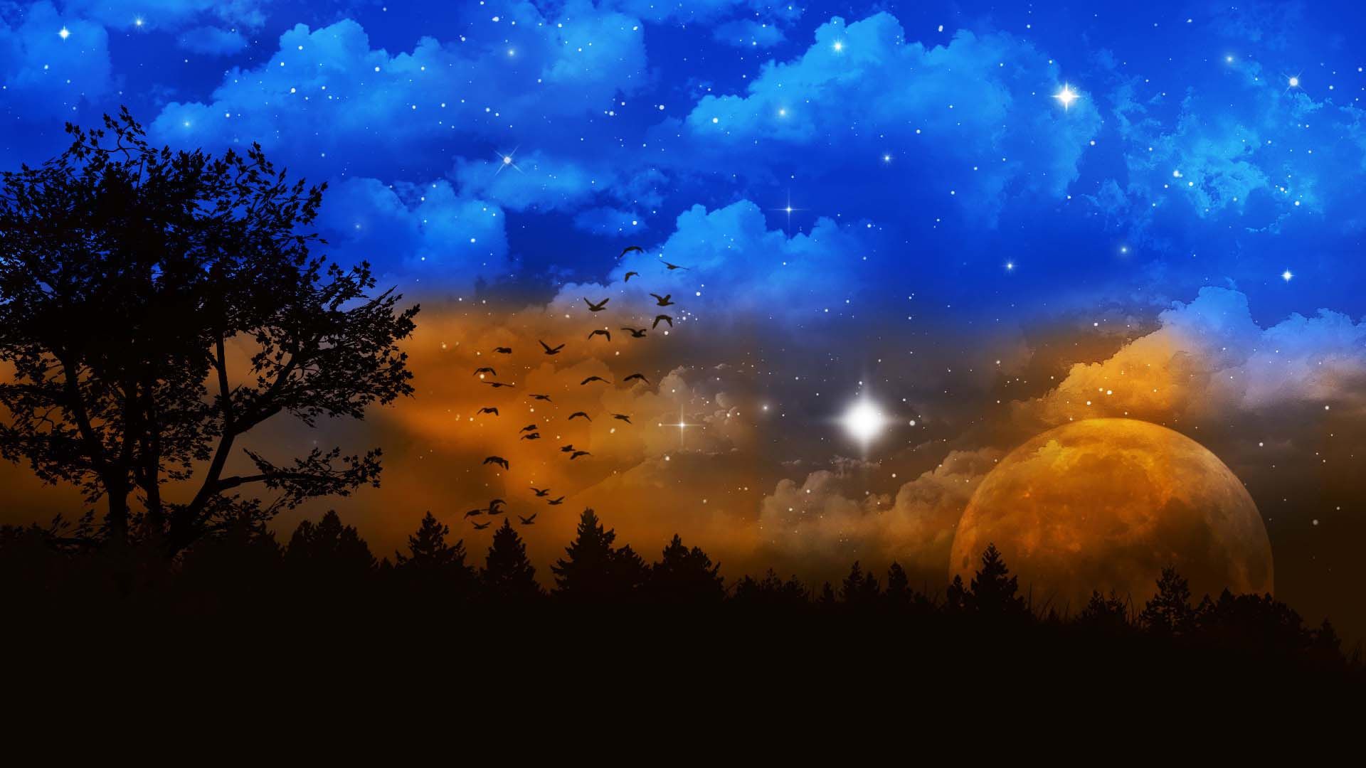 Night Sky 001 Wallpaper - Night Sky Fantasy Sky Background - HD Wallpaper 