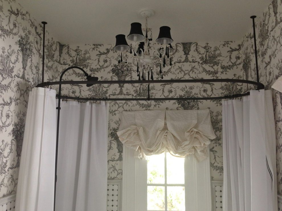 Victorian Lace Shower Bathroom Victorian With Black - Window Valance - HD Wallpaper 