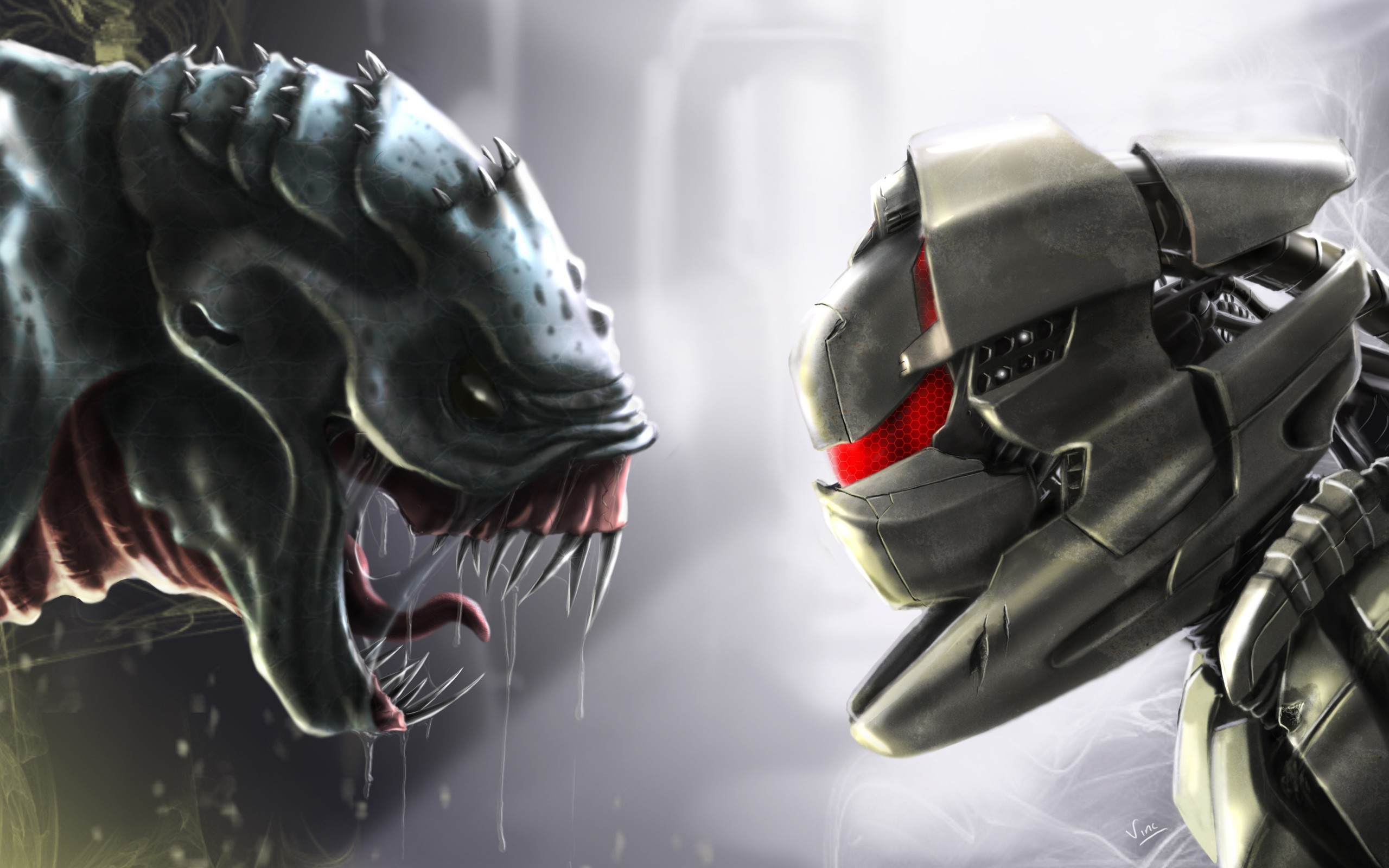 Robot And Monster Vs - HD Wallpaper 