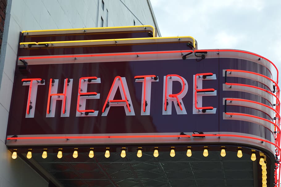 Sign, Theatre, Cinema, Movie, Historic, Movies, Text, - Neon Sign - HD Wallpaper 
