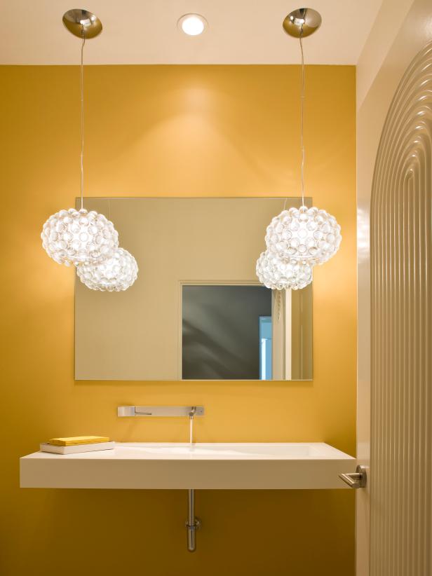 Sleek Yellow Bathroom - Bathroom Colour Ideas Yellow - HD Wallpaper 