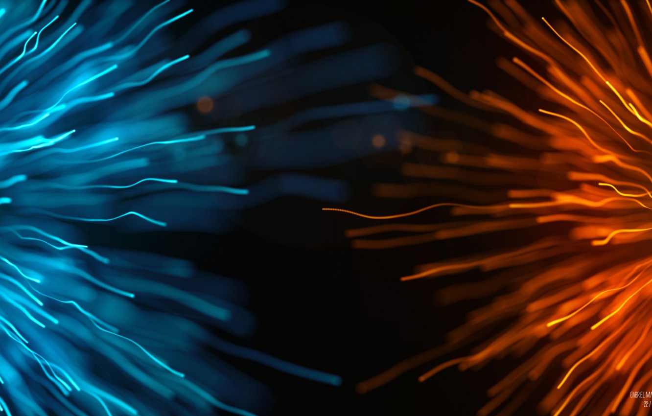 Photo Wallpaper Dark, Blue, Rays, Orange, Particle, - Tablet Wallpaper 4k - HD Wallpaper 