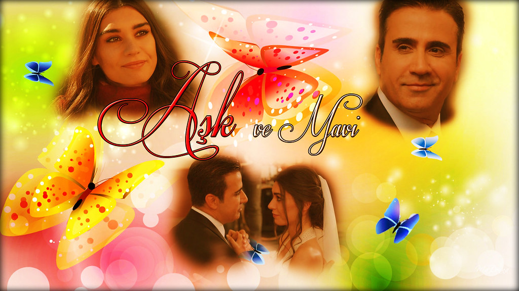 Aşk Ve Mavi Wallpaper - Colorful Background Butterfly Design Hd - HD Wallpaper 