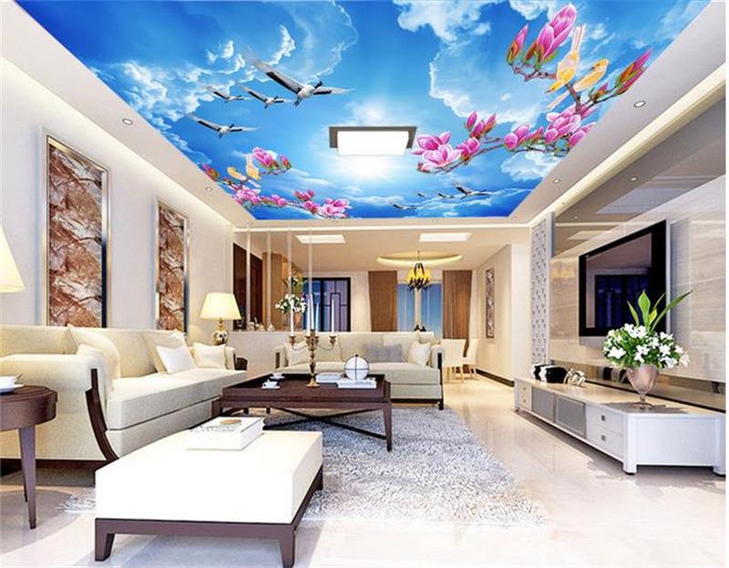 Özel 3d Fotoğraf Wallpaper Salon Tavan Manolya Kuş - Ceiling Wallpaper Design - HD Wallpaper 