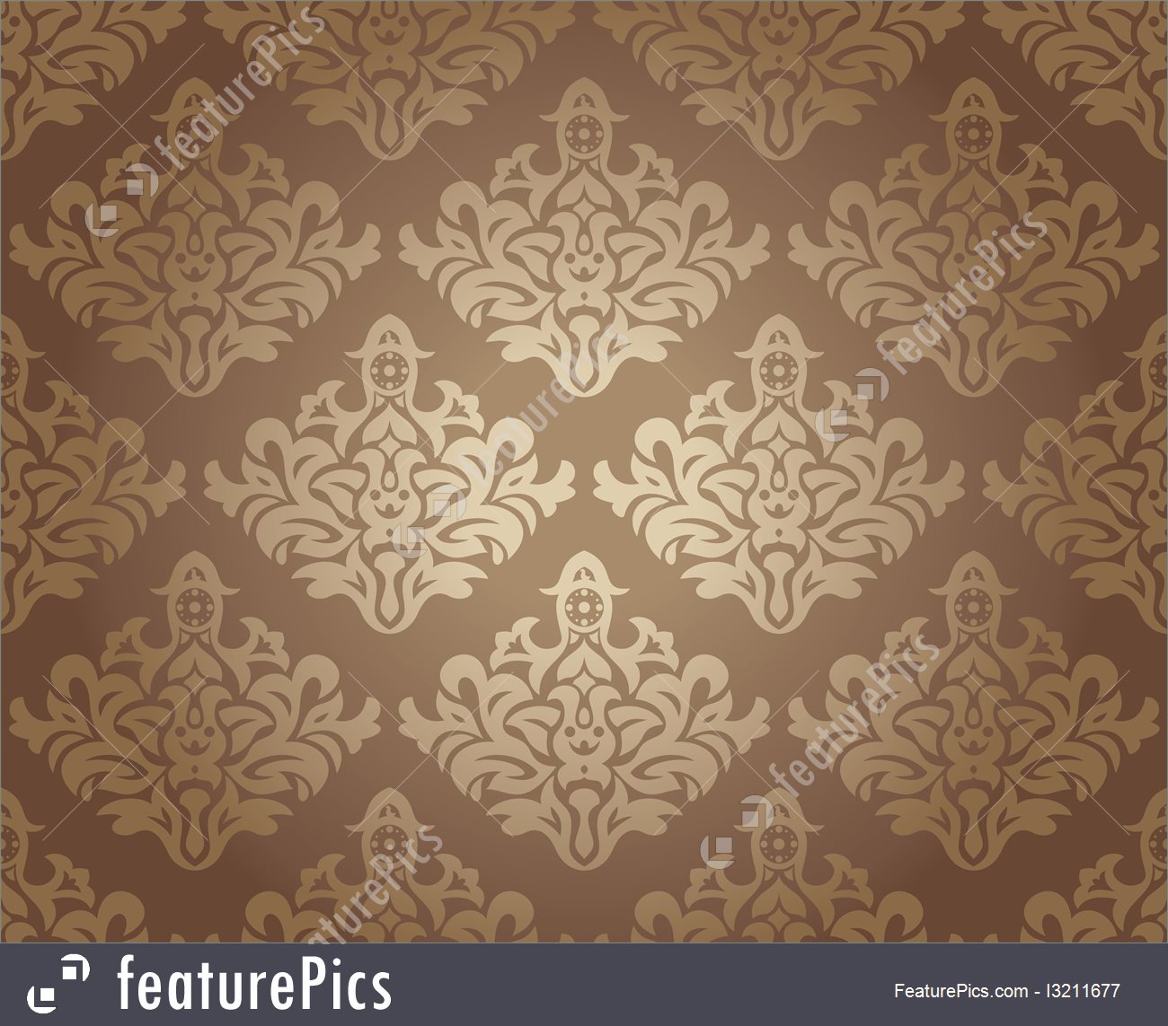 Abstract Seamless Damask Wallpaper Vector Illustration - Brown Damask Wallpaper Vector - HD Wallpaper 