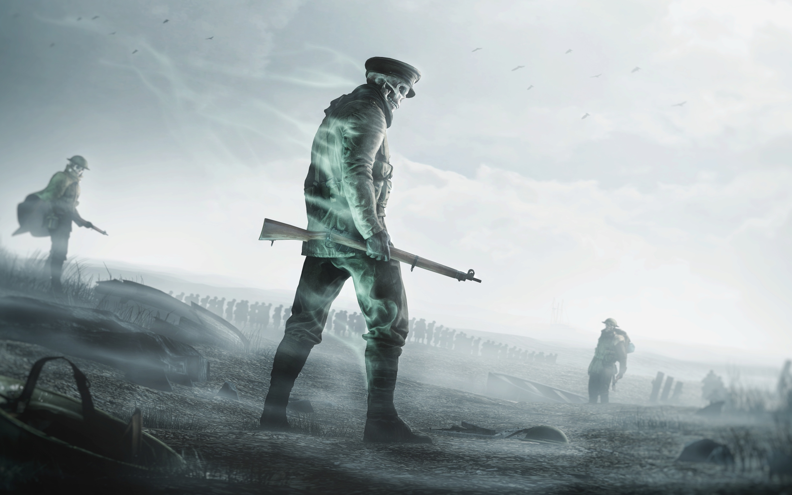 Wallpaper Of Fantasy, Rifle, Soldier, Undead, Warrior - Вторая Мировая Война Арт - HD Wallpaper 